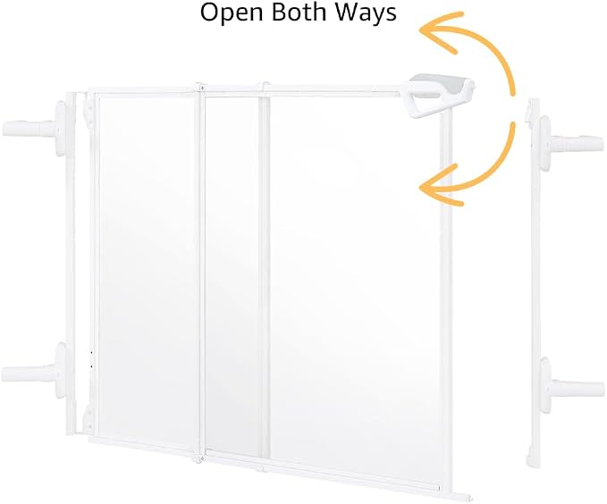 beeNbkks Clear Dog Gate for Stairs, No Bottom Bar 30" Tall Pet Barrier with 4 Banister Adapters, Fits 1.5"-3.5" Wide Posts, 29.5"-44.5" (1 Rail) or 30.5"-46" (2 Rails) Wide Opening, Indoor Outdoor Use