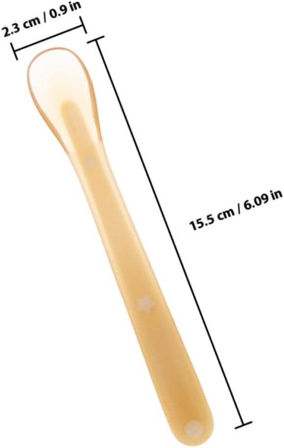 Toyvian Silicone Soft Spoon for Newborns and Ergonomic Training Weaning Utensil with Wide Head Lightweight Tool for - and Water Safe and Portable in Light Yellow