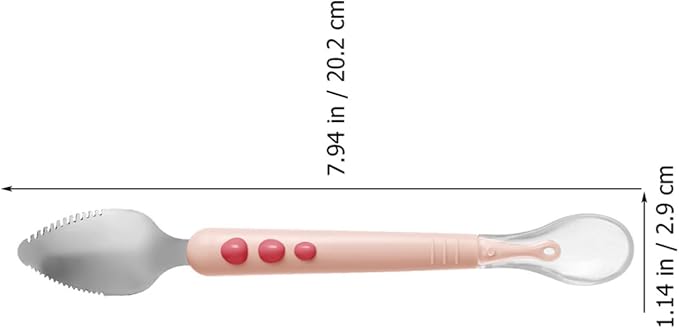 Double Head Fruit Puree Silicone Spoon with Serrated Edge for Safe Feeding and Training Soft Spoon with Compact Storage Box Practical Pink Utensil for First Stage Self-feeding