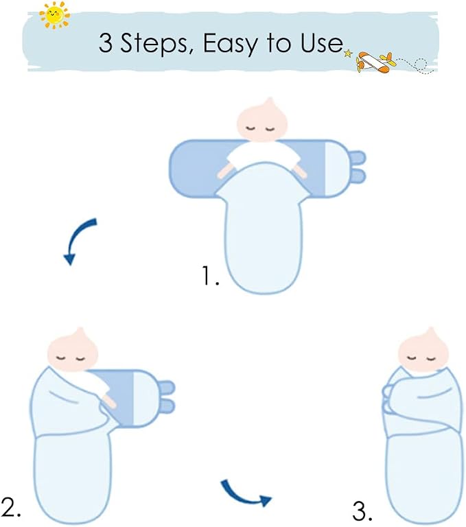 Baby Swaddle Sleep Sack with Hat Set for 0-3 months 3-Pack Soft Cotton Newborn Wearable Swaddle Wrap for Girls Boys
