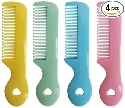 4Pcs Colorful Round Tip Bristles Baby Cute Comb Baby Grooming For Sensitive Scalp Skin, for Nursery Newborn Infant Girl Boy Comb