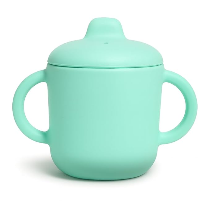 Premium Silicone Baby Straw Cup 5 floz, BPA-Free Food-Grade Silicone Sippy Cup for Infants and Toddlers 6months+, Leak-Resistant, Durable, Easy-Grip Training Design (Green)