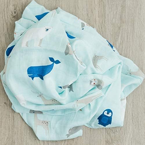 GRACED SOFT LUXURIES Muslin Swaddle Blankets | Breathable, Luxury, Soft & Decorative Baby Swaddle Blanket | Arctic World, 2-Pack - 47" x 47"