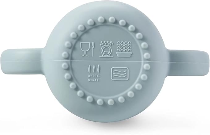 PandaEar 2 Pack 100% Tiny Silicone Drinking Training Cup with Handles & Straw for Baby and Toddler (White Blue)