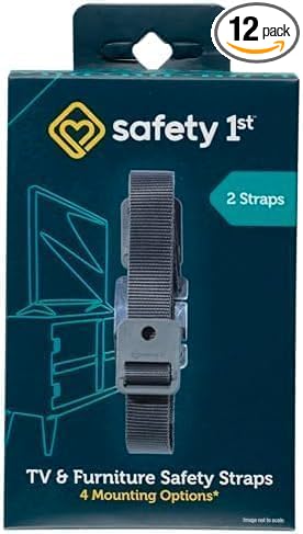 Safety 1st TV & Furniture Safety Straps, Black, Multi, 2 Straps (Pack of 12)