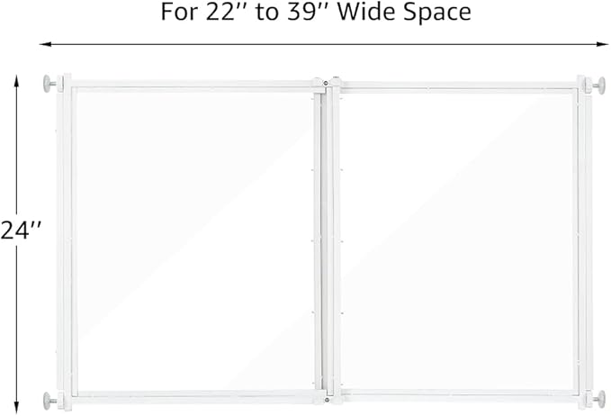 beeNbkks Clear Ferret Gate, Small Pet Barrier for Doorways Hallways Stairs Kitchen, Pressure Mounted Safety Pet Gate for Small Dogs Cats, Fit 22" to 39" Wide Opening, 24" Tall Step Over, Indoor Use