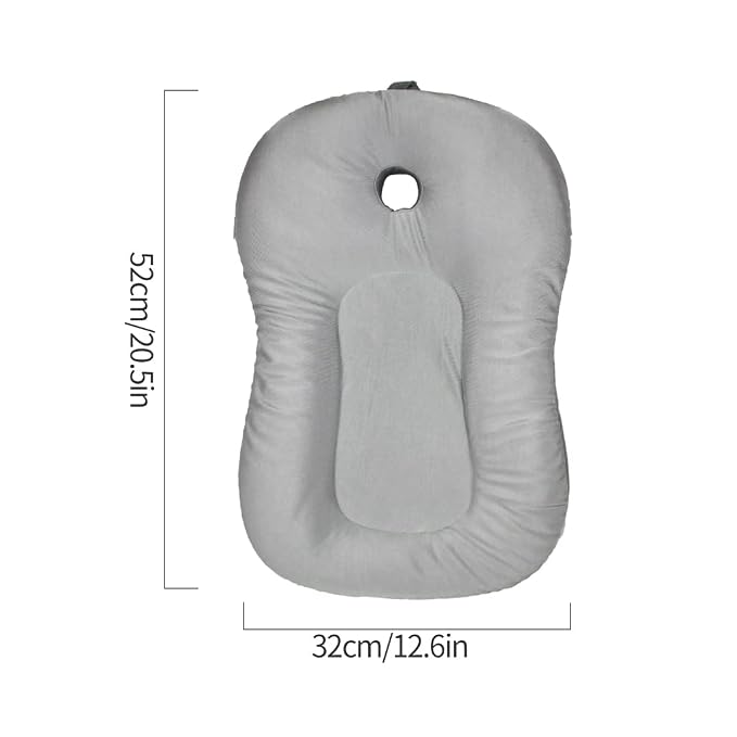 Baby Bath Mat, KAKIBLIN Baby Bath Cushion Soft Anti-Slip Bath Pad Toddler Bath Pillow, Grey