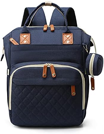 Diaper Bag Backpack, Multifunctional Travel Baby Bag with Changing Pad, Insulated Bottle Holders, Pacifier Case & Stroller Straps, Large Capacity Water Resistant, Unisex (Dark blue)