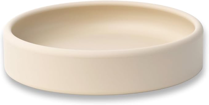 APLAINR Solid Plate, Weighted Baby Toddler Plate, Silicone Plates for Baby, No-Division Kid Plates, Microwave & Dishwasher Safe Silicone Plate for Toddlers, No BPA, Oat Cream