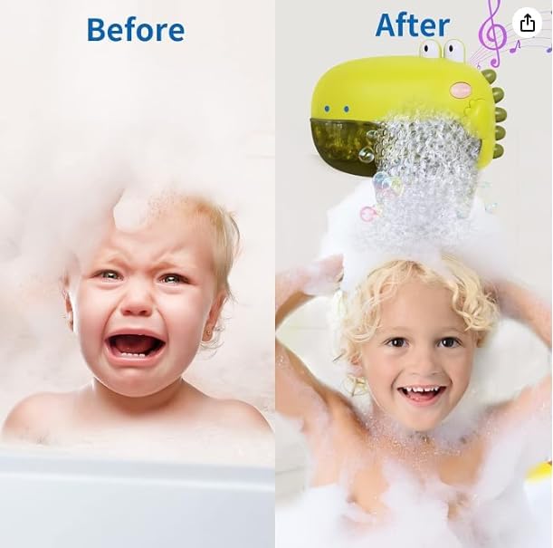 Grechi Dinosaur Bath Toys,Baby Bath Toys for The Baby Bathtub,Toddler Automatic Bubble Machine,Plays 12 Children?™s Songs, Makes Great for Toddlers Age 2 3 Year Old Girl Boy