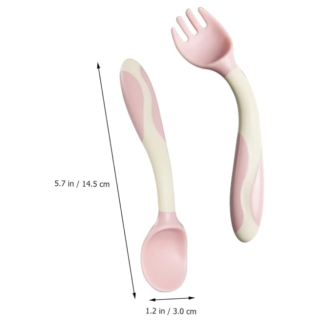 Healifty 2 Sets Silicone Training Spoons and Forks Flexible Bendable Tableware Soft Feeding Utensils Portable Lightweight for Dining
