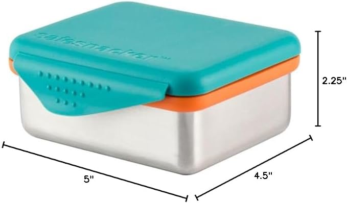 New Wave Enviro Safe Snacker, Stainless Steel Food Container, BPA Free, Stackable and Cabinet Friendly, Teal, Medium Size, 13oz. Capacity
