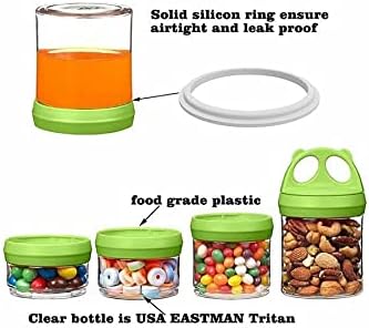 BariatricPal 4 Compartment Twist Lock, Stackable, Leak-Proof, Food Storage, Snack Jars & Portion Control Lunch Box (3-Color Variety Pack)