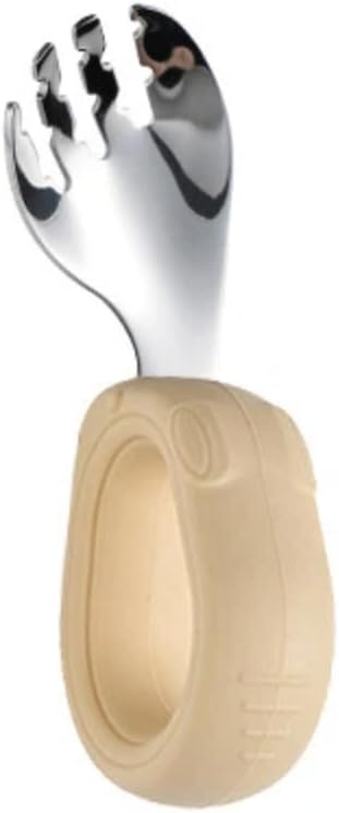 Silicone handle, 304 stainless steel training spoon, learning to eat, elbow fork, auxiliary food spoon