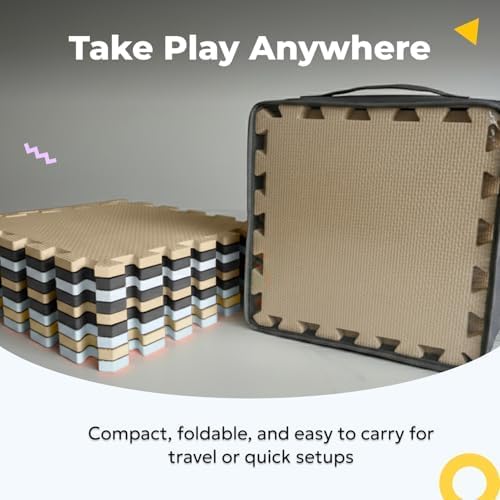 MioTetto Baby Play Mat, Comfortable Playtime Mat ??Portable Foam Floor Tiles, Safe Baby mat for Floor for Crawling & Development, Soft Play mat for Babies, Stylish Interlocking Foam Tiles