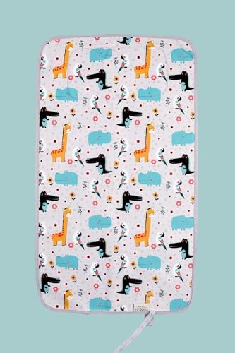 Hamur Home Portable Changing Pad ??Waterproof, Washable & Easy Wipe Clean, Foldable Travel Baby Changing Mat for Diaper Bag, Compact & Lightweight, Must-Have for Newborns (Animal Pattern)