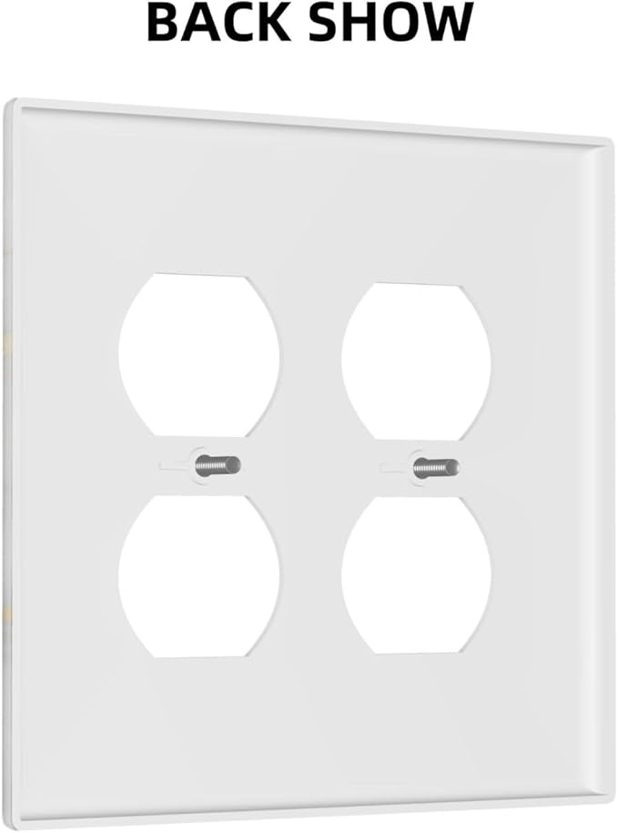 Luxury White And Gold Marble Abstract Modern Outlet Covers 2 Gang Double Duplex Decorative Light Switch Covers Electrical Wallplates Socket Faceplate for Bathroom Kitchen Decor