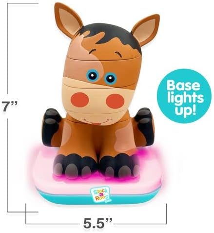 Stack-a-Roos Baby Horse by Salus Brands - Animal Stacking Toy, Educational Early Learning Toy for Infants Babies Toddlers, Age 12+ Months - Great Baby Gifts, STEM Toy