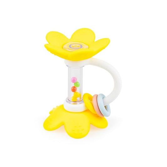 Standing Flower Silicone Baby Rattle Teether ??5 Textured Petals for Gum Relief | Colorful Bead Rattle | Easy-Grip Handle | BPA-Free, Phthalate-Free | Sensory Toy 3-36 Months