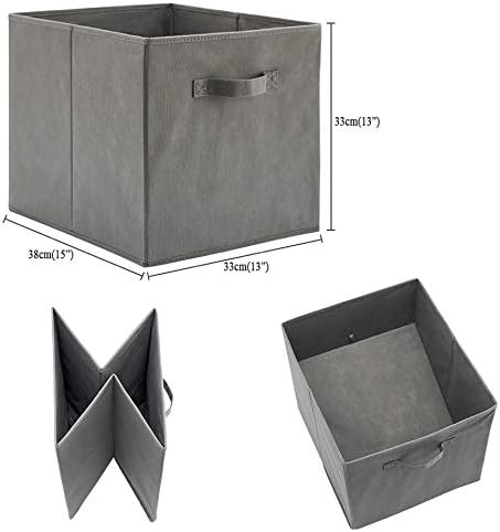Foldable Fabric Storage Bin [Set of 4] Collapsible Containers Cubes Boxes Organizer - 13 x 15 x 13 inches (Gray)