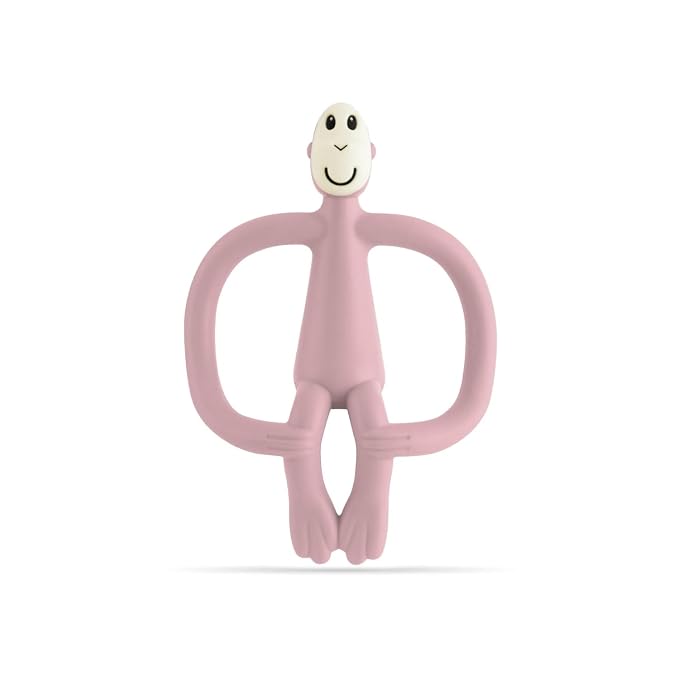 Matchstick Monkey Original Teether & Gel Applicator – Silicone Baby Teether, Easy-to-Grip, BPA-Free, Supports Self-Soothing & Early Brushing, 3 Months+, 4 Inches, Duty Pink