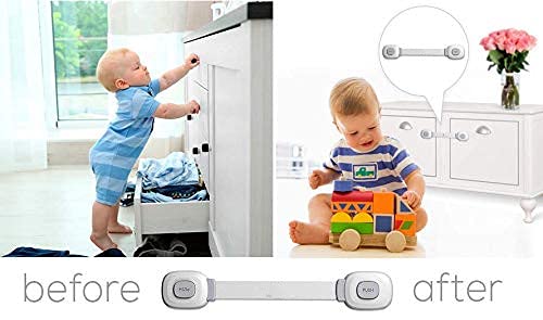 Baby Safety Cabinet Locks | Baby Proofing | Easy To Install | Cabinet Locks | Refrigerator Lock | Edge Protectors | Drawer Locks Child Safety | Door Locks for Kids | Door Latch (Locks and Corners)