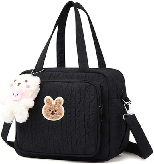 Lushandy Baby Diaper Bag Tote, Mom Bag Cute Crossbody Diaper Bags Baby Travel Bags for Girl Pañaleras Para Bebe (Black, Large)