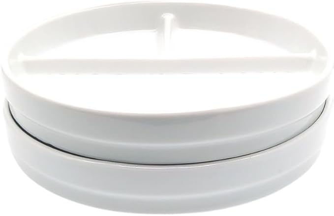 Elk and Friends Kids 7.8??Porcelain White Plates | Divided Plates | Suitable for Kids/Toddlers | Microwave & Dishwasher Safe | Non Slip | Snack Dishes | 2 Pack