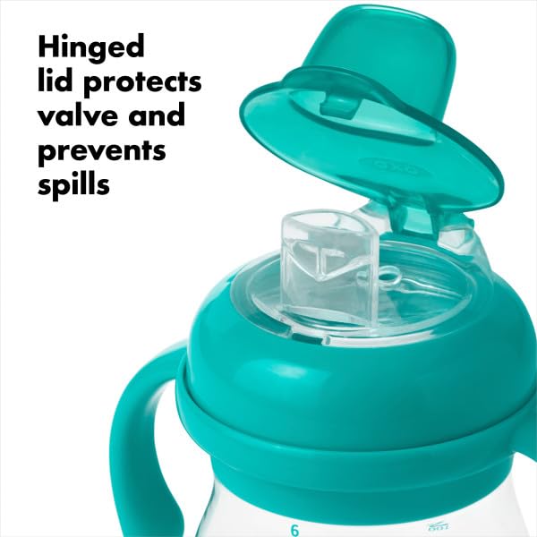 OXO Tot Transitions Soft Spout Sippy Cup with Removable Handles, Teal, 6 Ounce