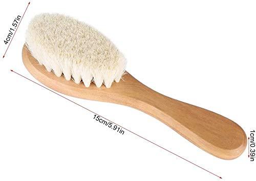 Hair Brushes Baby Head Brush, Kids Soft Goat Hair Comb Wood Infant Massage Scrub Tool Newborn Shower Registry Gift, Wooden Baby Hair Brush Hairbrush for Newborn and