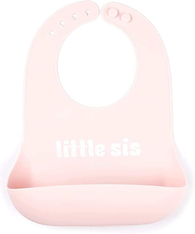 Bella Tunno Wonder Bib - Adjustable Silicone Baby Bibs for Girls, Durable and Waterproof BPA Free Silicone, Little Sis, One Size, (WB234)