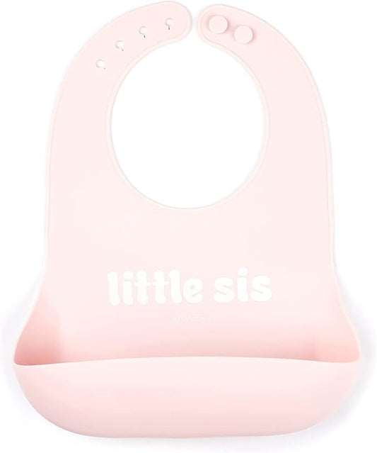 Bella Tunno Wonder Bib - Adjustable Silicone Baby Bibs for Girls, Durable and Waterproof BPA Free Silicone, Little Sis, One Size, (WB234)