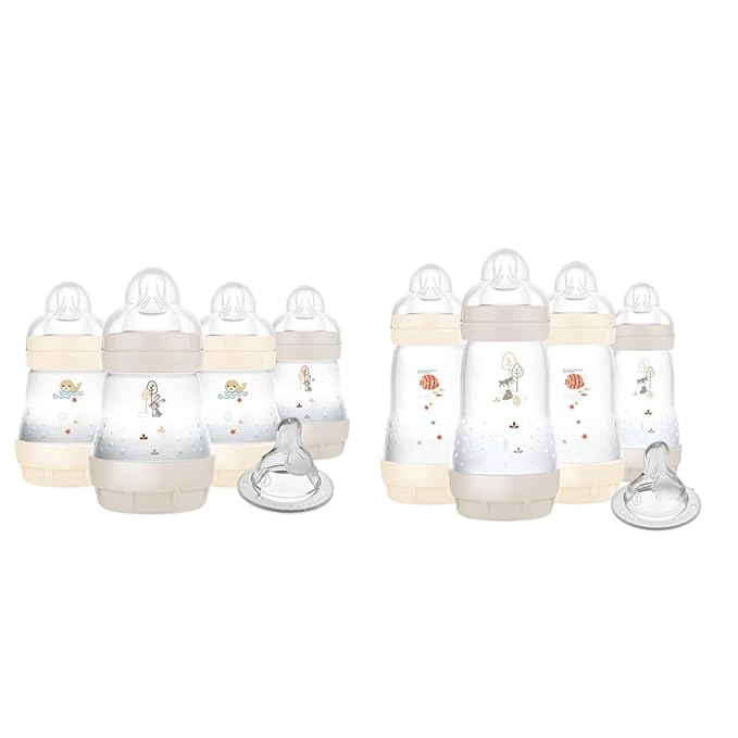 MAM Easy Start Anti-Colic Baby Bottles, 5 oz Slow Flow & 9 oz Medium Flow, Reduces Gas & Colic, BPA-Free, Self-Sterilizing, Bonus Fast Nipple