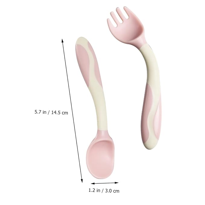 Zerodeko 2 Sets Bendable Utensils Silicone Fork Spoon for Portable Lightweight Safe Tableware Complementary Food Feeder Tools