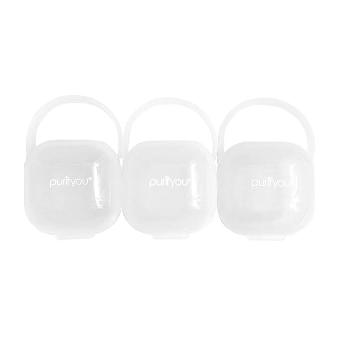 purifyou BPA-Free baby pacifier holder & Nipple Shield Cases - Set of 3 Clear Pacifier case for diaper bag & Stroller - Pacifier Box for Travel - Keeps Baby?™s Binkies Clean and Accessible