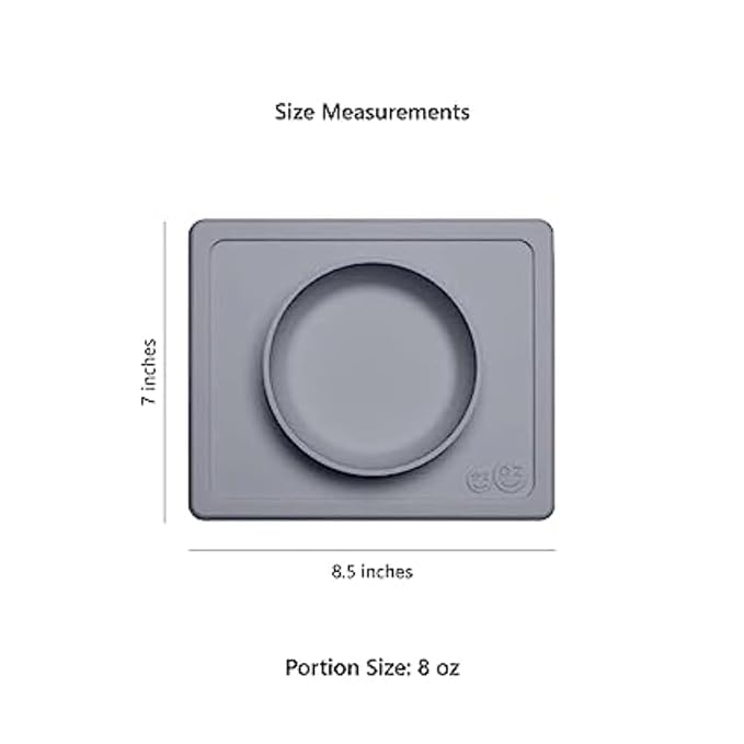 ezpz Mini Bowl (Indigo) - 12 Months+ - 100% Silicone Suction Placemat + Bowl for Toddlers - Comes with a Reusable Travel Bag