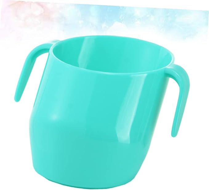 LIOOBO Portable Slanted Training Cup with Double Handles for Mint Green Ergonomic Design Drinking Cup to Cultivate Healthy Hydration Habits