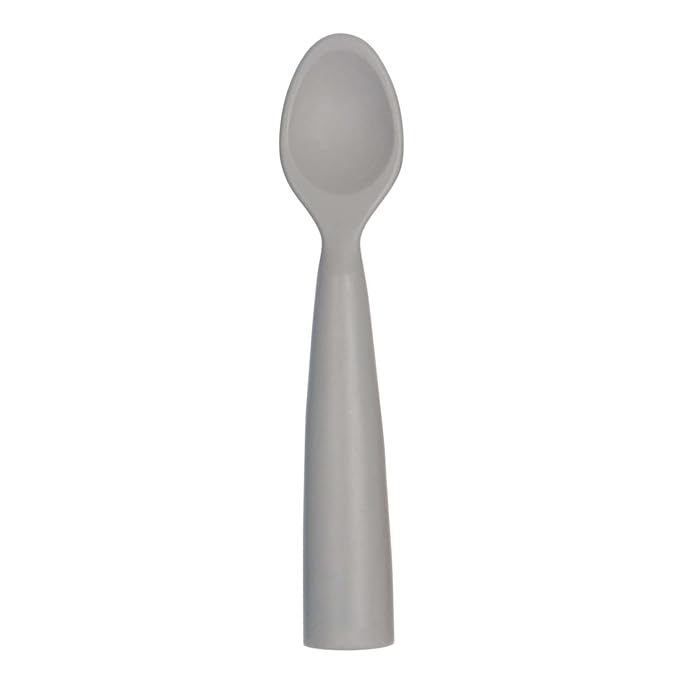 MinikOiOi Scooper 100% Silicone Toddler Spoon, Baby Training Spoon 6 Months +, BPA-Free, Gentle On Teething Gums, Supports Baby Led Weaning, Dishwasher Safe (Grey)