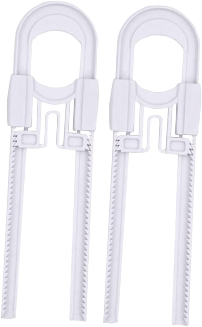 Hemoton 2pack U-shaped Childproof Cabinet Locks Safety Latches for Kitchen Knobs Handles Easy to Install Safety Locks White