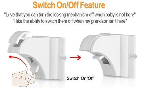 Vmaisi Safety Magnetic Cabinet Locks (4 Locks + 1 Key) Bundle with Extra Baby Proof Magnet Key, Work with Adhesive for Kitchen Cabinets, Drawers