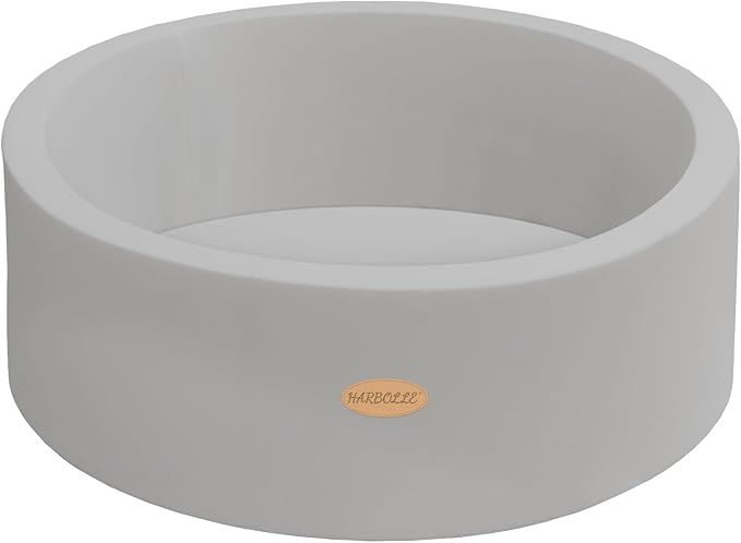 HARBOLLE Baby Ball Pit 35.4" Soft Round Memory Foam Ball Pits NOT Included Balls Indoor Outdoor Playpen for Babies Toddlers Kids Great Gift for Girls Boys, Gray