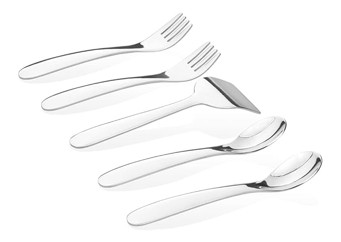 Baby Utensil Set ??5-Piece Stainless Steel (304) Spoons, Forks & Food Pusher | BPA-Free, Lead-Free | Baby-Led Weaning, Self-Feeding | CPSIA & EN 14372 Compliant | Education Model