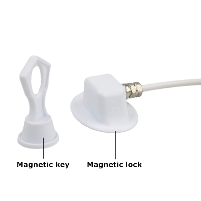 2 Pack Refrigerator Lock with Magnetic, Child Safety Locks, Fridge Freezer Door Lock, for Cabinet Drawer, Convenient - White