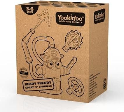 Yookidoo Baby Bath Toddler Toys (Ages 3+) - Ready Freddy Spray ?˜N??Sprinkle Fire Hydrant Bathtime Toy - Includes Hose, Spray Nozzle, Wheel, & Water Gauge - Attach to Any Bath Tub or Shower - Mold Free