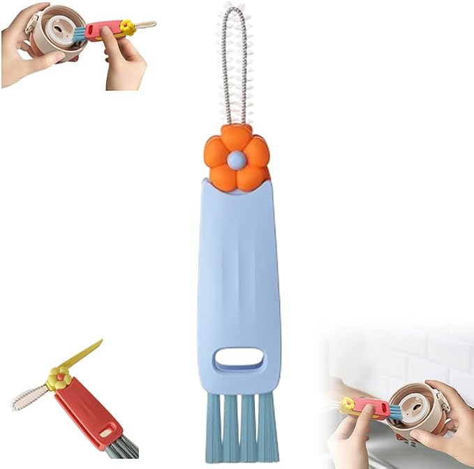 3 in 1 Cup Lid Cleaning Brush, 2025 Upgrade Cups Cleanings Brushs Portable Crevice Cleanings Brushs Set for Baby Bottle Gap Tight Spaces Cups, Multifunctional Cleaning Brush Cup Lid Cleaner