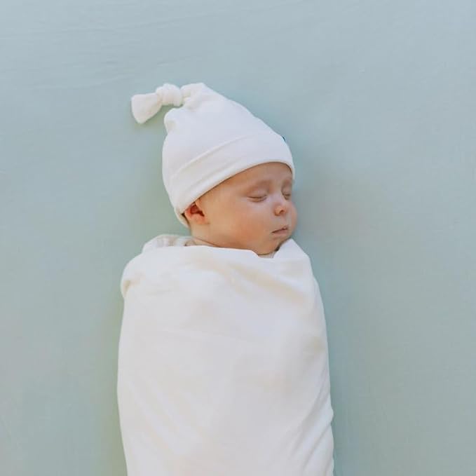 Little Unicorn Premium Stretch Knit Swaddle & Hat Set | Ultra-Soft with Optimal Stretch for Newborns | Giftable Set (White)