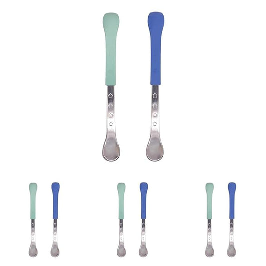 Nuby 2-in-1 Hot Safe Feeding Spoons - (8-Pack) Spoons for Babies 6+ Months - Blue and Aqua