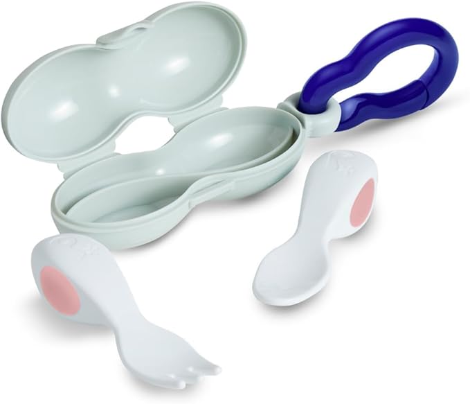 Doddl Baby Spoon and Fork, Cutlery Set for Babies 6+ Months, Learn to Self-Feed. Helps Weaning (Dusty Rose)