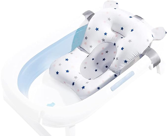 Stars Style Infant Baby Bath Cushion Bathtub Support Shower Seat Bather Foam Floating Soft Bath Pillow Bathtub Insert Tray Non-Slip Portable Newborn Shower Bath Mat for Baby 0-12 Months