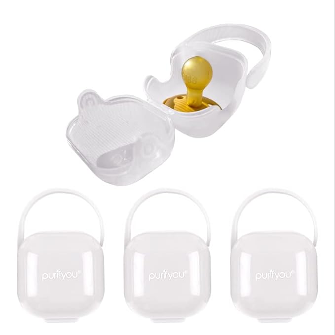 purifyou BPA-Free baby pacifier holder & Nipple Shield Cases - Set of 3 Clear Pacifier case for diaper bag & Stroller - Pacifier Box for Travel - Keeps Baby?™s Binkies Clean and Accessible